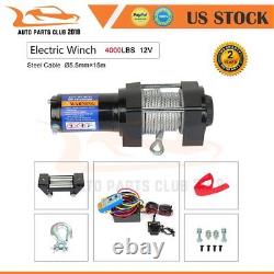 1X Electric Winch Towing 4000LBS Truck Trailer SUV Steel Cable Off Road