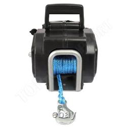 1x 12V Portable Electric Winch Trailer Synthetic Tow Towing Boat Kit 3500LBS New