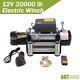 20000lbs Electric Winch 12v With Wire Rope Synthetic Cable Truck Trailer Towing