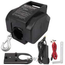 2000LBS 12V Electric Trailer Winch Steel Cable 30ft Boat Winch Black Rear