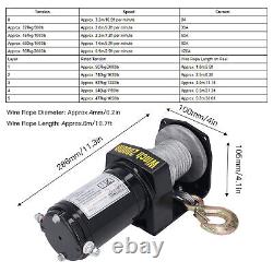 2000 LBS Electric Winch Kit High Load Capacity 24V Waterproof Wire Rope Winch