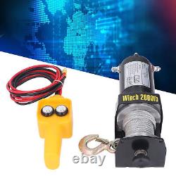 2000 LBS Electric Winch Kit High Load Capacity 24V Waterproof Wire Rope Winch