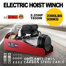 2000 LBS Electric Wire Hoist Remote Control Garage Auto Shop Overhead Cable Lift