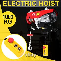 2200LBS Electric Cable Hoist Crane Winch Garage Lift Wired Remote Control 1000kg