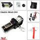 24v 2500lb Electric Winch Atv Utv Wild Vehicles Synthetic Rope Boat Steel Cable