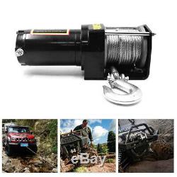 24V 2500LB Electric Winch ATV UTV Wild Vehicles Synthetic Rope Boat Steel Cable