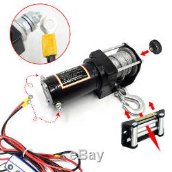 24V 2500LB Electric Winch ATV UTV Wild Vehicles Synthetic Rope Boat Steel Cable