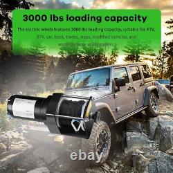 3000LBS 12V Electric ATV UTV Winch Kit Synthetic Rope Wireless Remote Control