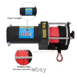 3000LBS Electric Winch Synthetic Rope Truck Trailer Towing Off Road 4WD