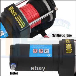 3000LBS Off-road Electric Tow Winch Synthetic Rope Universal fits jeep Wrangler