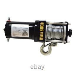 3000LBS Winch Steel Cable Offroad Electric Winch Wired Remote Control 12V
