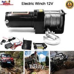 3000LB 12V Electric Winch Steel Strand Set ATV Car Vehicles Wireless Remote Kit