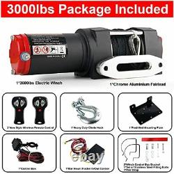 3000 lb. Load Capacity Electric Winch Kit 12V Synthetic Rope Winch Waterproof