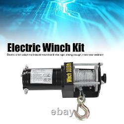 3000lbs Electric Winch Kit With Remote Control Strong Wire Rope Alloy Steel