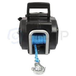 3500LBS 12V Electric Trailer Winch Synthetic Rope Cable 33ft Boat Winch Black