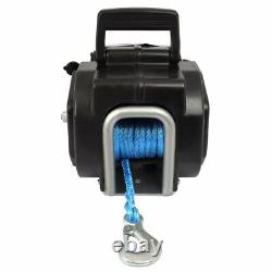 3500LB 12V Electric Trailer Winch Synthetic Rope Cable 33ft Boat Winch Black
