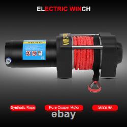 3500LB Electric Winch Towing Trailer Synthetic Rope Off Road Wireless Remote