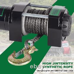 3500 Lbs Nylon Rope Electric Winch Kit with Wireless Remote and Corded Control f