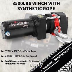 3500 lbs ATV UTV Electric Winch 12V Waterproof Winch Synthetic Rope with Wire