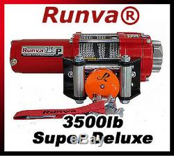 3500lb New Runva ATV UTV 12V Towing Recovery Electric Winch Super Deluxe Package