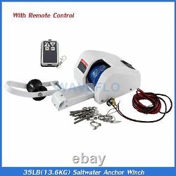 35LBS Boat Electric Anchor Winch Saltwater With Wireless Remote Control Kit
