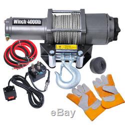 4000lbs Electric Recovery Winch 12V ATV Towing Truck Trailer Line Remote Control