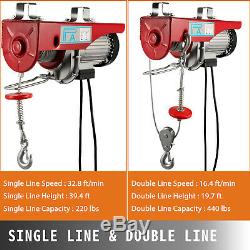 440Lbs Electric Hoist Winch Lifting Engine Crane Remote Control Cable Hanging