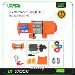 4500LBS Electric Winch 12V Steel Cable Truck Trailer Towing Off Road 4WD New