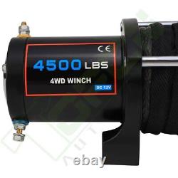 4500LBS Electric Winch 12V Synthetic Rope Truck Trailer Towing Off Road 4WD New