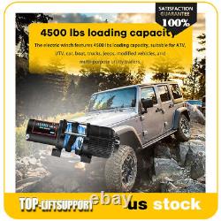 4500LBS Electric Winch Waterproof Truck Trailer Synthetic Rope Off-Road 4WD