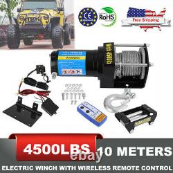 4500lb 12V Electric Recovery Winch Kit withSteel Cable For ATV UTV Boat Car