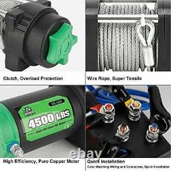 4500lb. Load Capacity Electric Winch Kit 12v Steel Cable Winch With Hawse Fairle