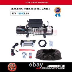 4WD Offroad Electric Winch Recovery Steel Cable Rope 12000lbs 24m & Winch Cover