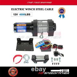 4WD Offroad Electric Winch Recovery Steel Cable Rope 4000lbs 15m & Remote