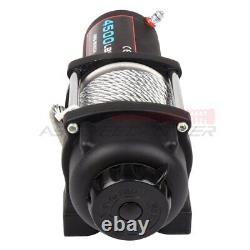 4WD Offroad Electric Winch Recovery Steel Cable Rope 4500lbs 10m & Remote