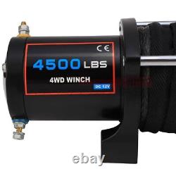 4WD Offroad Electric Winch Recovery Synthetic Rope 4500lbs 10m & Remote