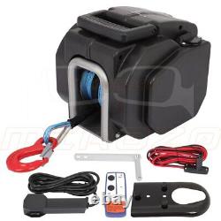 5000LBS 12V Electric Trailer Winch Synthetic Rope Cable 33 ft Boat Winch Black