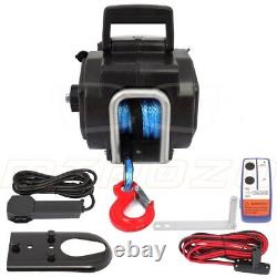 5000LBS 12V Electric Trailer Winch Synthetic Rope Cable 33 ft Boat Winch Black