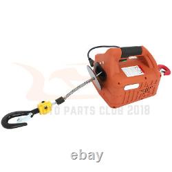 500KG Portable Household Electric Winch Wireless Remote Control Rope Hoist New