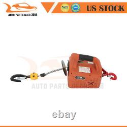 500KG Portable Household Electric Winch wire Remote Control Rope Hoist New