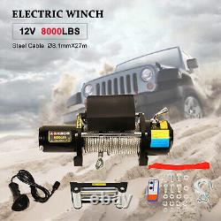 8000LBS Electric Winch Steel Fits Truck Trailer Pickup SUV Wireless Remote 12V