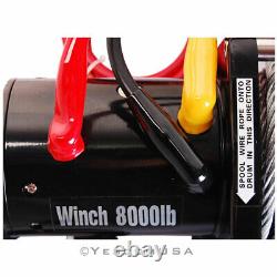 8000lb 5.5HP 12V Electric Recovery Winch Truck SUV Wireless Remote withGloves