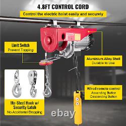 880Lbs Electric Wire Hoist Winch Engine Crane Overhead Lift Wired Remote Control