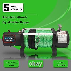 9500LBS Electric Winch Waterproof Truck Trailer Synthetic Rope Off-Road 9500lb