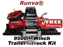 9500lb New Runva 12V Towing Recovery Electric Winch Kit With Short Drum TT Kit
