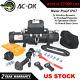 Ac-dk 12v Black Ip67 Electric Winch 12500 Lbs Synthetic Rope And Winch Cover