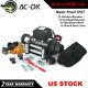 Ac-dk 12v Black Ip67 Electric Winch 9500 Lb With Steel Wire Rope And Winch Cover