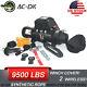 Ac-dk 12v Black Ip67 Electric Winch 9500 Lbs With Synthetic Rope And Winch Cover