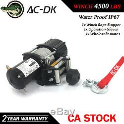 AC-DK 12V DC Electric Winch 4500 lbs ATV Winch With Steel Rope and Hook Stopper
