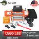 Ac-dk 12v Electric Winch 12500lbs Waterproof Ip67 With Steel Rope For Recovery